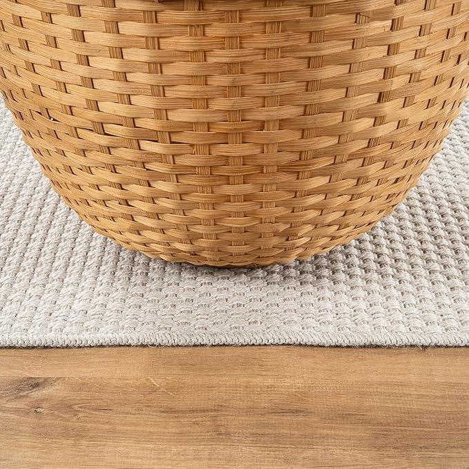 CAMILSON Easy Jute Rug 8x10, Indoor Outdoor Off-White Farmhouse Area Rugs for Living Room Patio and Kitchen Rug, Solid Woven Design, Easy-Cleaning, Non Slip Washable Outside Carpet Alfombras (8 x 10)
