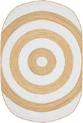 2x16 Oval Kilim Jute Runner – 0.27" Thick Solid White Beige Flatweave, Handmade Boho Oval Rug, Hand Braided Jute Carpet for Hallway, Staircase, Corridor, Entryway