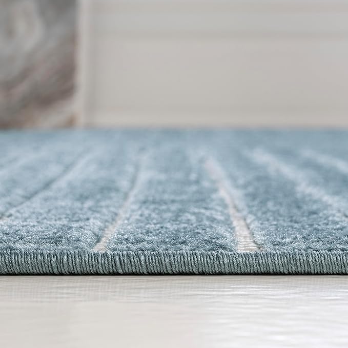 JONATHAN Y Hallie High-Low Curve Dark Blue/Cream 3x5 Indoor/Outdoor Area Rug, Minimalist Geometric, Pet Friendly, for Patio, Backyard, Living Room, Bedroom, Office, Hose-Washable (SCN100C-3)