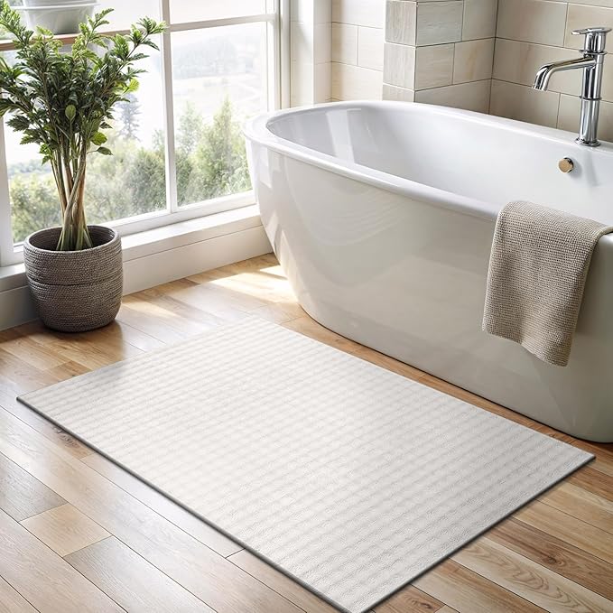 CAMILSON Modern White Non Slip Door Mat Rug 2x3 Ultra Soft High Pile Entryway Rugs Non Skid Rubber Backing Durable & Easy to Clean Carpet for Kitchen Bathroom Indoor Use (2 x 3 White)