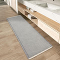 AMOAMI Upgraded Waffle Runner Rug Super Absorbent Non Slip Bath Mats for Bathroom Machine Washable Bathroom Runner Rug with Tassels, Ideal for Hallway Bedroom Laundry Room, 2' x 4', LightGrey & Cream