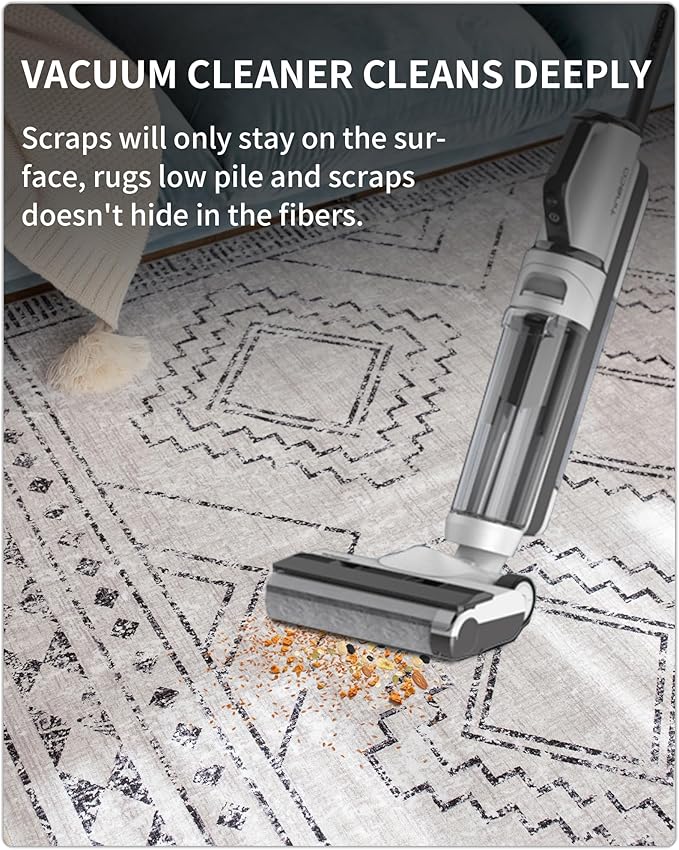 ILANGO Area Rugs 9'x12' for Living Room Machine Washable Grey Area Rugs Modern Dedroom with Rubber Backing Non Slip Carpet for Farmhouse Dining Room, Ultra-Thin, Foldable, Easy Clean