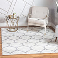 Rugs.com Lattice Frieze Collection Rug – 8' Square Ivory Medium Rug Perfect for Living Rooms, Kitchens, Entryways
