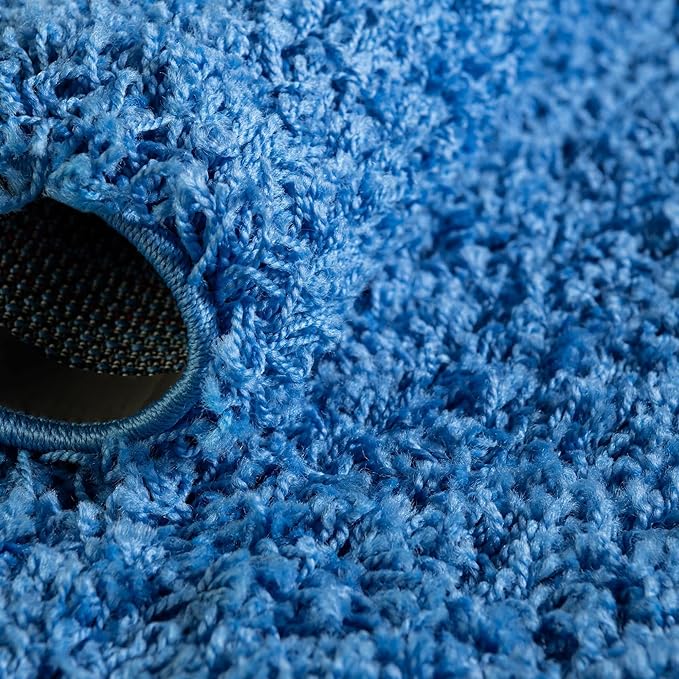 Unique Loom Solid Shag Collection Area Rug (9' x 12' 2" Rectangle, Periwinkle Blue)