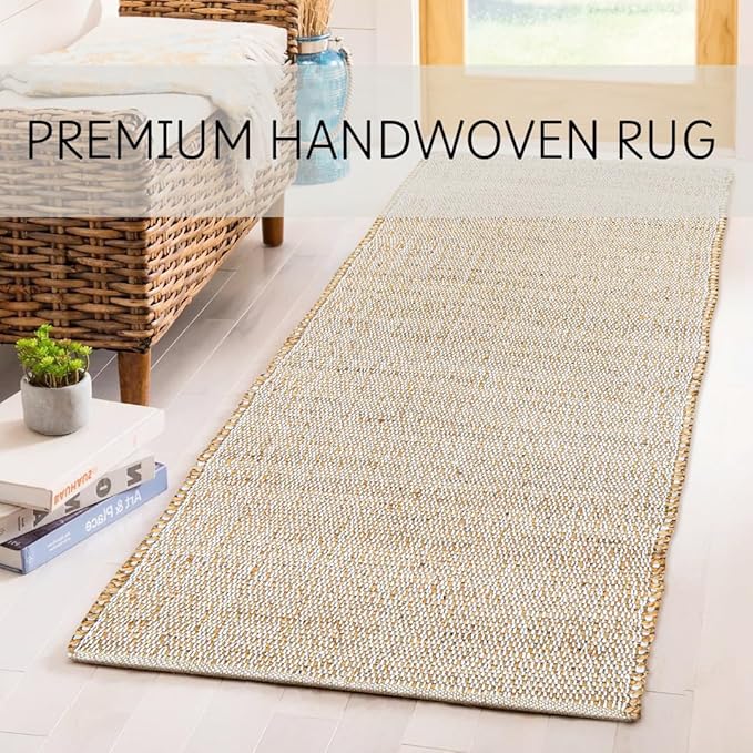 Savi Home Jute Cotton Handwoven Runner Rug 24"x72" - Natural Fiber Rustic Farmhouse Runner Rug - Vintage Boho Decor for Bedroom, Dining Room, Hallway & Office