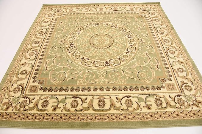 Unique Loom Versailles Collection Traditional Classic Medallion Floral Motif Area Rug (6' 0 x 6' 0 Square, Green/ Ivory)