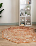 Unique Loom Isabella Collection Area Rug - Adjani (5' 1" Octagon, Rust Red/ Black)