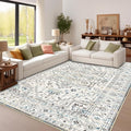 Enkor Area Soft Rugs 9x12 Washable Non Slip Boho Floor Rugs for Living Room Bedroom, Vintage Style Farmhouse Mat for Kitchen Entryway White & Grey