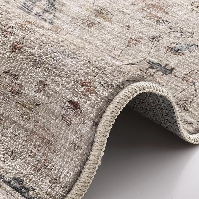 LUMI 8x10 Washable Area Rug for Living Room, Ultra Soft Traditional Rugs Non Slip with Rubber Backing, Low Profile, High Traffic, Stain Resistant Carpets, Ideal for Bedroom, Dining Room, Indoor