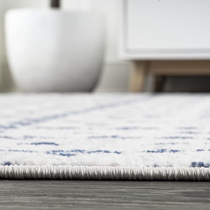 JONATHAN Y Boho Vintage Diamond Cream/Navy Indoor Area Rug 8X10 ft, Moroccan Hype for Living Room, Bedroom, Kitchen, Office, Easy-Cleaning, High Traffic, Pet-Friendly, Non-Shedding (MOH101F-8)