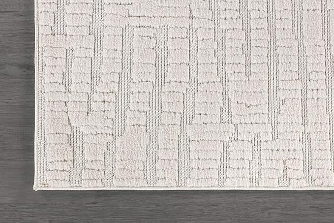 Modern Micro Loop Indoor Area Rugs for Living Room Bedroom Kitchen Geometric Pebble White 5x7 Luxury Durable Low and High Pile Non-Shedding Stain Resistant Soft Area Carpet 5 x 7