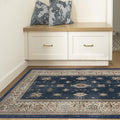 RUGGABLE Washable Vintage Area Rug – Verena Sapphire 4x6, Stain-Resistant, Non-Slip – Medium Machine Washable Rugs for Living Room, Bedroom, Hallway, Entryway & Office–with Standard Pad