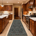 Washable 2'6" x 10' Runners for Hallways, Non Slip Long Floor Runner for Kitchen, Entryway Indoor, Stain Resistant Rubber Backing Floral Décor Rug (Dark Green)