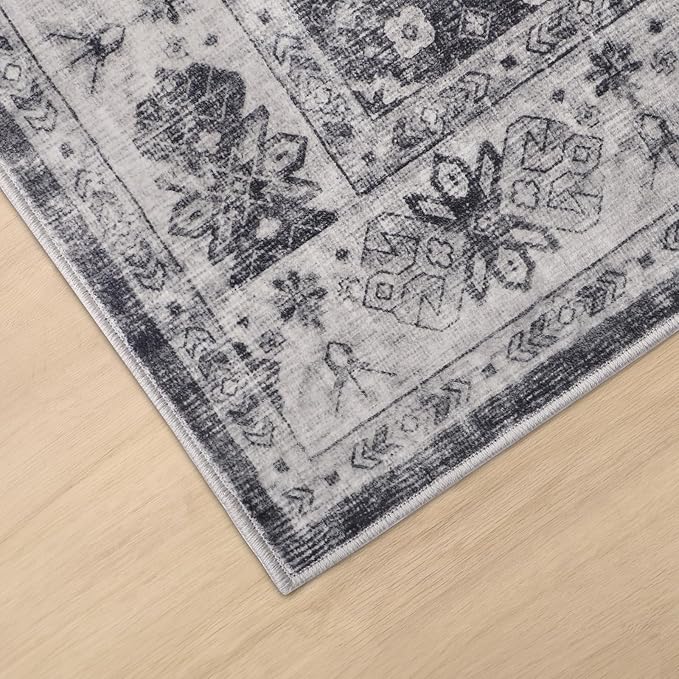 Dripex Washable 8x10 Area Rug for Living Room - Stain Resistant Distressed Rugs for Bedroom Dining Room Non-Slip Low-Pile Soft Throw Rugs Farmhouse Office Home Decor, Pet & Child Friendly