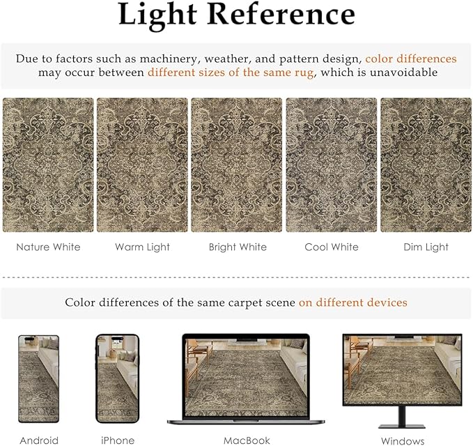 4x5 Washable Brown Area Rug Vintage Entryway Office Carpet Non-Slip Soft Low Pile Distressed Indoor Throw Rug for Living Room Bathroom Dining Room