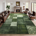 DweIke Washable Area Rugs for Living Room, 5x7 Soft Bedroom Rugs, Geometric Print Non-Slip Modern Rug, Stain Resistant Throw Carpets for Office Nursery Dining Room Home Dorm Decor, Green