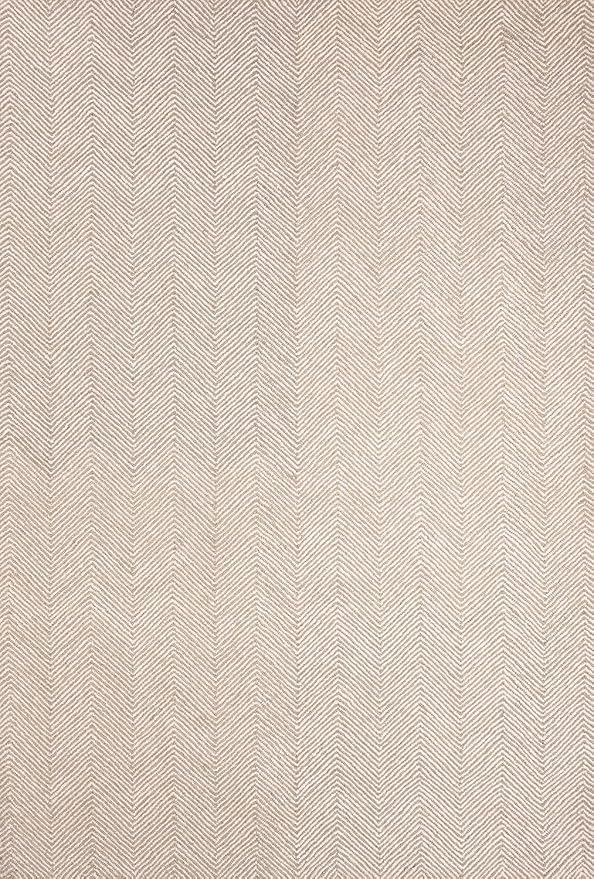 Modern Herringbone Chevron Collection Handcrafted Wool Area Rug - Durable, Zigzag Pattern, for High Traffic, Contemporary Design for Living Room, Bedroom, Dining Room Decor (Sand Beige, 5' x 8')
