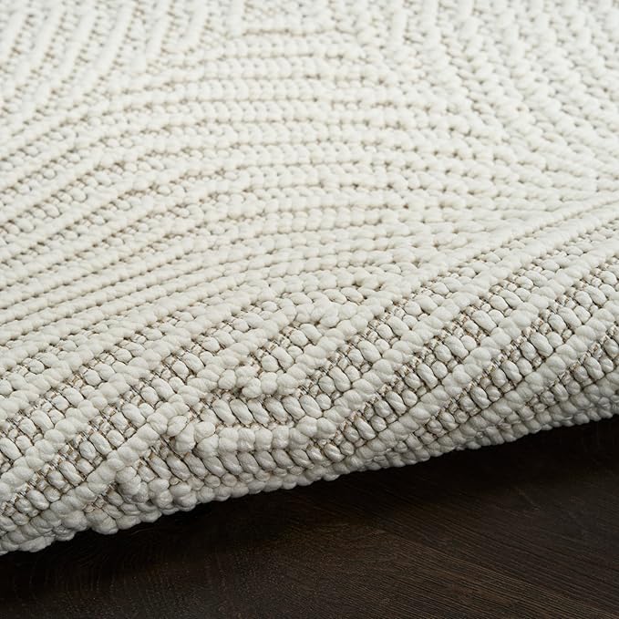 Nourison Home Textured Home Ivory 3'11" x 5'11" Area Rug - Easy Clean, Non Shedding, Bed Room, Living Room, Dining Room, Kitchen (4' x 6')