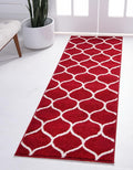 Rugs.com Lattice Frieze Collection Rug – 2' x 13' Runner Red Medium Rug Perfect for Living Rooms, Large Dining Rooms, Open Floorplans