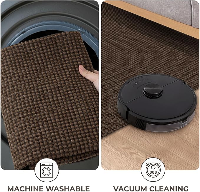 KOZYFLY Indoor Door Mat 2x3 ft Small Area Rugs Washable Front Door Mat Non Slip Rubber Backed Entryway Rug Cotton Entrance Doormat for Front Porch Bathroom Kitchen Bedroom, Reddish Brown/Coffee