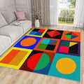 5x7 Rug Washable - Geometric Rugs for Living Room, Colorful Abstract Modern Funky Non Slip Low Pile Area Rugs for Bedroom, Geometric Carpet Home Decor & Gifts