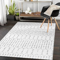 Lahome Moroccan Washable Living Room Rug - 3x5 Area Rugs for Bedroom Throw Non-Slip Low-Pile Entryway Rug Bathroom Rugs Soft White Distressed Indoor Capet for Office Kitchen Laundry Room Dining Room