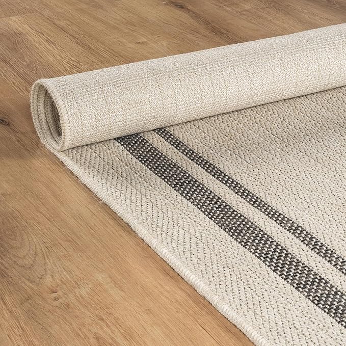 Beverly Rug Easy Jute Bordered Rug 9x12 Washable Large Indoor Outdoor Area Rugs for Living Dining Room Patio Office Stain Resistant Non Shedding Casual Indoor Outside Carpet 9 x 12 Off-White
