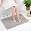 Gray Bathroom Rug 24x36 Non Slip Fluffy Bath Mat for Bathroom Floor Washable Plush Luxury Bath Rug for Tub Soft Shaggy Absorbent Shower Sink Mat