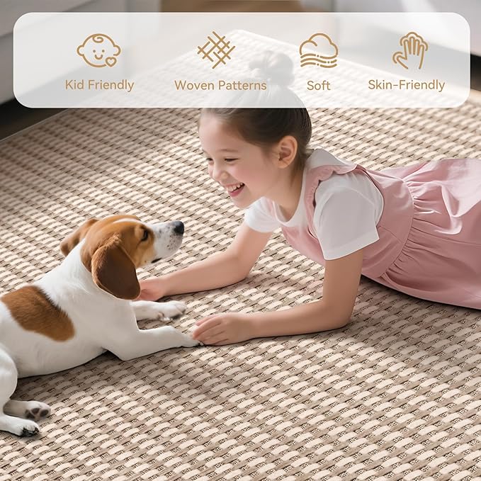 2x3 ft Indoor Door Mat Entryway Rug Non Slip Woven Washable Area Rugs Kitchen Mats for Floor, Front Entry Rug Entrance Doormat for Hall Porch Bathroom Kitchen Bedroom, Easy Clean, Brown 24"x36"