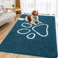 Smiry Dog Door Mat for Muddy Paws, Absorbent Dirt Trapper Non Slip Quick Dry Washable Chenille Mat for Mud Dogs, Entry Rug for Indoor and Outdoor (71x46 Inches, Atlantic Blue and White)