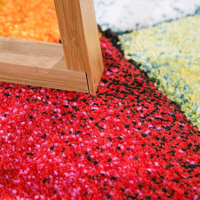 Paco Home Colorful Living Room Rug Checkered Design with Squares Multicolor, Size: 4' x 5'7"