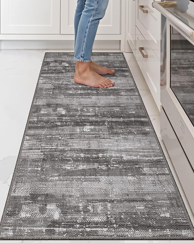 LUMI Washable Kitchen Rug 2x6 for Floor, Non Slip Runner Rugs with Rubber Backing, Low Pile Comfort Area Carpet for Standing, Living Room, Entryway, Laundry, Hallways