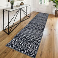 KUTA Boho Runners for Hallways 2x8 Black Moroccan Washable Runner Rug Non-Slip Vintage Kitchen Rugs Ultra Soft Distressed Geometric Floor Carpet for Bedroom Laundry Living Room