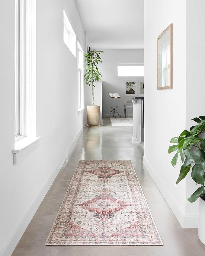 Loloi Skye Collection SKY-02 Ivory/Berry 7' x 9' Oval Area Rug