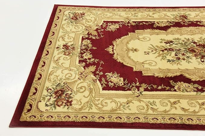 Unique Loom Versailles Collection Traditional Classic Floral Motif Area Rug (5' 0 x 8' 0 Rectangular, Burgundy/ Ivory)