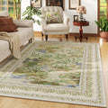 Rugcomf 6x9 Area Rugs Impressionist-Style Vintage Washable Rug Non Slip Low Pile Large Rug for Living Room Bedroom Farmhouse Dining Room Kids Playroom, Beige