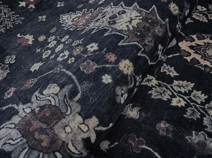 GLN Rugs Traditional Collection - Machine Washable Area Rug, Traditional Washable, Non Slip, Low Pile Chenille Rug, Living Room, Bedroom, Kitchen Rug (2'6" x 10' Black)