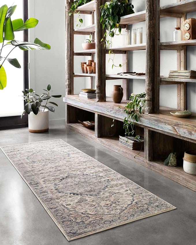 Loloi Teagan Collection TEA-01 Natural/Lt. Grey 2'-8" x 4' Accent Rug, Large, Soft Neutral Rug, High-Traffic for Living Room, Bedroom, Home Office, Dining Area