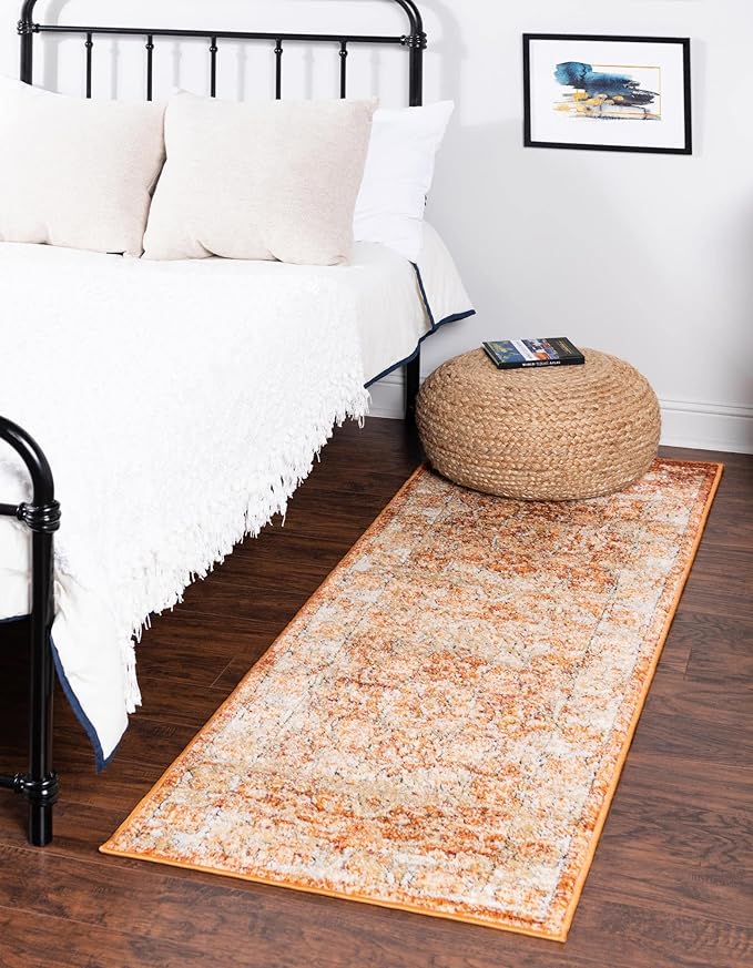 Unique Loom Isabella Collection Area Rug - Adjani (2' x 8' Runner, Rust Red/ Black)