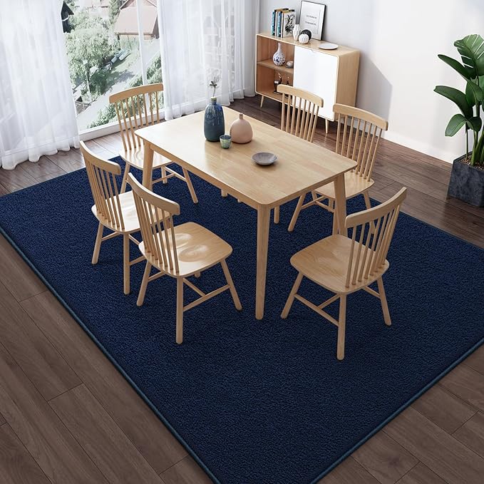 Large Modern Area Rugs for Living Room Bedroom, 5x8 Feet Navy Blue Ultra Soft Solid Thickened Memory Foam Indoor Minimalist Carpets, Non-Slip Comfy Rugs for Boys Girls Nursery Kids Room Home Décor