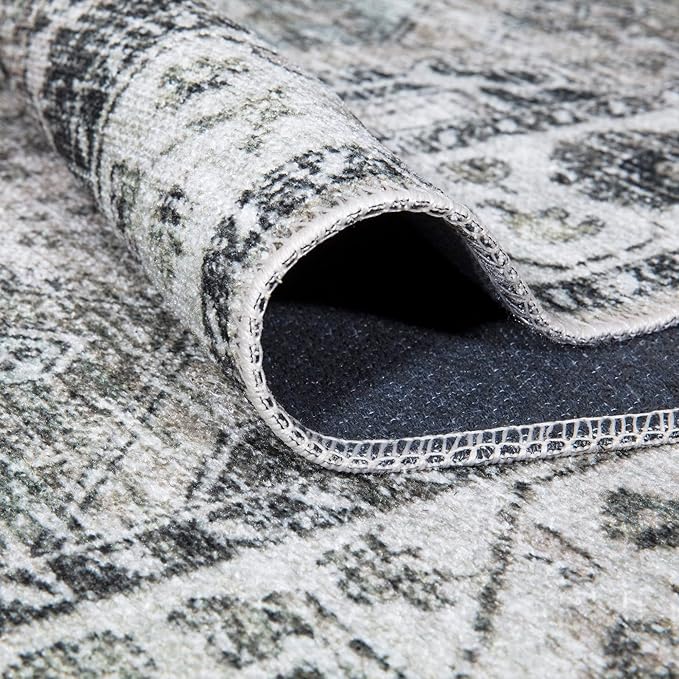 Bloom Rugs Caria Washable Non-Slip 8x10 Rug - Beige/Olive Traditional Area Rug for Living Room, Bedroom, Dining Room, and Kitchen - Exact Size: 7'8" x 10'