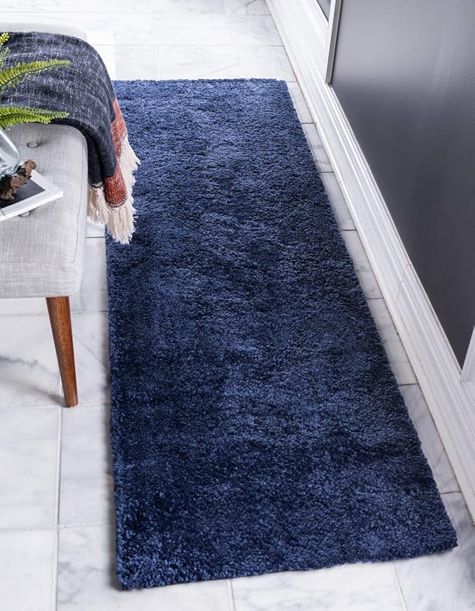Unique Loom Solo Collection Area Rug - Calabasas (2' 2" x 13' 1" Runner, Navy Blue)