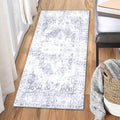 COMSLE Washable Door Mat, Front Door Mat Indoor Faux Wool Absorbent Small Rugs for Entryway Distressed Throw Rug Non-Slip Accent Floor Carpet for Entrance Bedroom, 24X48 Inches Gray