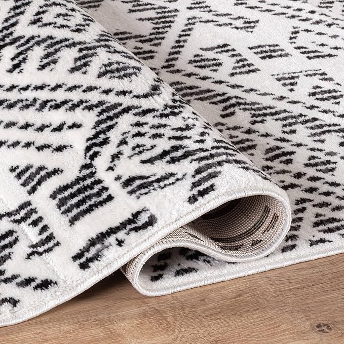 Rugshop Boho Cream Tribal Area Rug Modern Indoor Carpet for Living Room, Bedroom, or Entryway – Non-Shedding, Low Pile Geometric Design 2' 3" x 12'