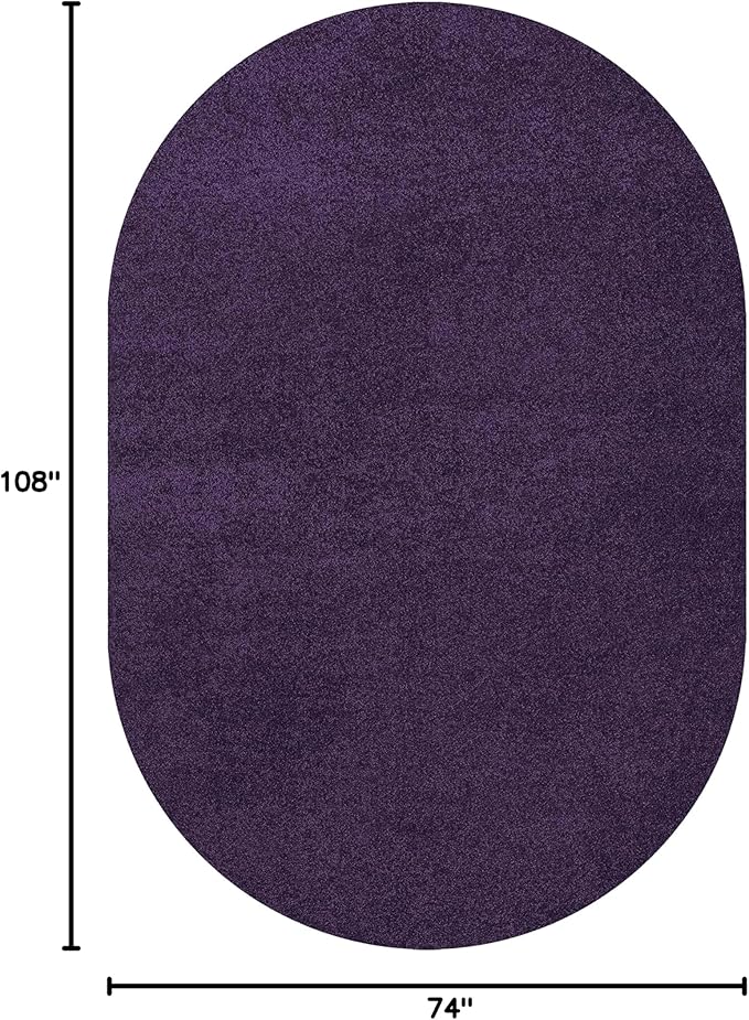 Eyely UES100N-6OV Supersoft Haze Solid Low-Pile Indoor Area Rug, Coastal, Bohemian, Minimalist, Classic, Casual for Bedroom,Kitchen,Living Room,Non Shedding,Easy-Washing, Purple, 6 X 9 Oval