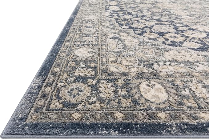 Loloi Teagan Collection TEA-01 Denim/Mist 7'-11" x 10'-6" Area Rug, Large, Soft Neutral Rug, High-Traffic for Living Room, Bedroom, Home Office, Dining Area