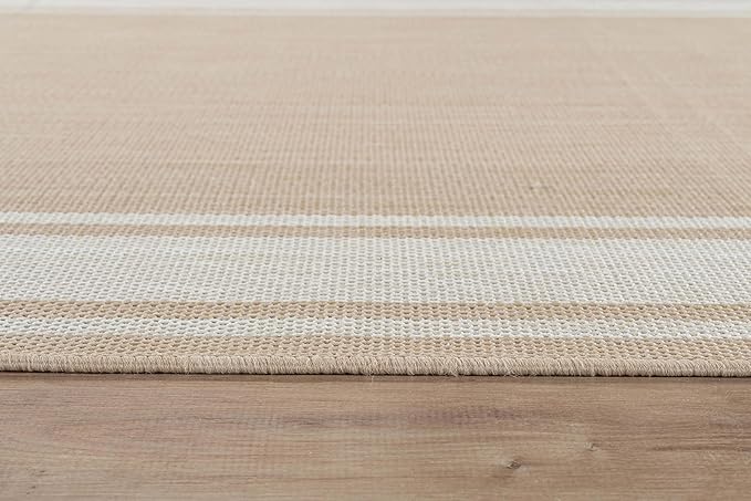Beverly Rug Outdoor Rug 8x10 Modern Bordered Area Rugs for Indoor and Outdoor Patio Deck Porch Garden Waterproof Weather Sun Resistant Washable Outside Carpet (8 x 10 Beige)
