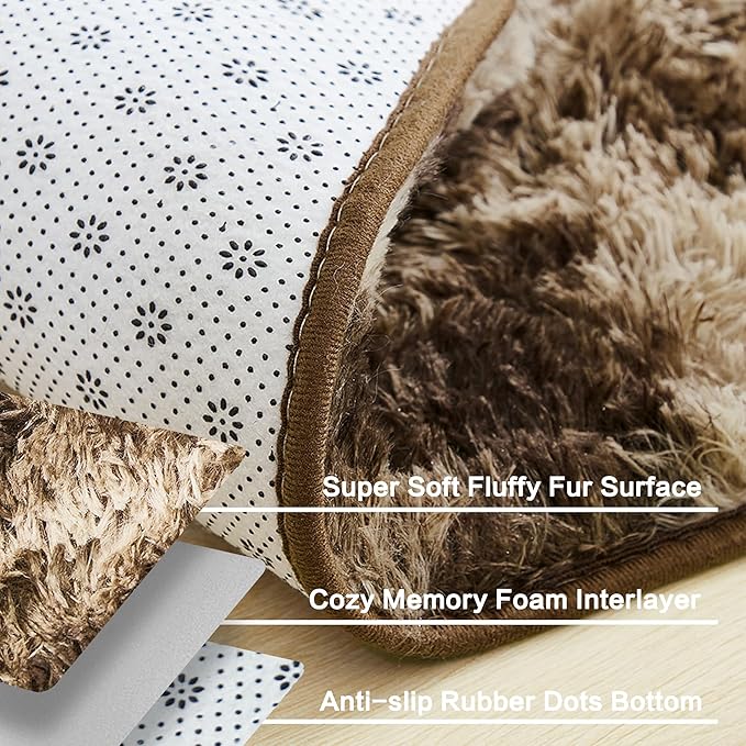 Andency Soft Area Rugs for Living Room Bedroom, 4x6 Fluffy Shaggy Bedside Rug, Non-Slip Large Shag Fuzzy Plush Carpets for Bedroom Kids Dorm Nursery Home Decor Aesthetic, Tie-Dyed Brown