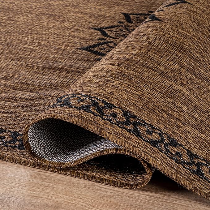 CAMILSON Outdoor Rug 6x9 Medallion Gold Modern Area Rugs for Indoor and Outdoor Patios Kitchen and Hallway Mats Washable Porch Deck Outside Carpet (Medallion Gold 6 x 9)
