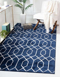 Unique Loom Glam Collection Area Rug - Trellis (6' 1' x 9' Rectangle, Navy Blue Silver/ Silver)